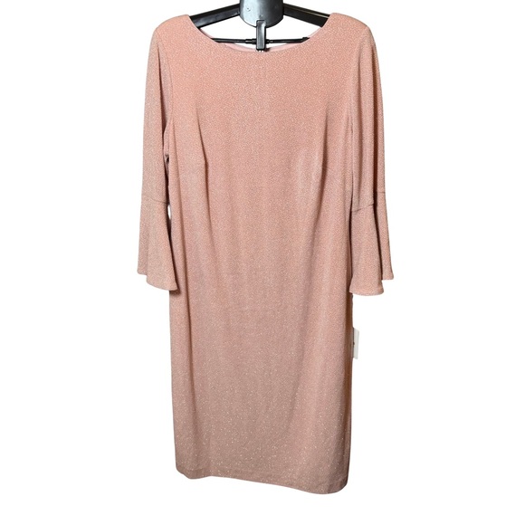 Calvin Klein Blush Pink Bell Sleeve Semi-Formal Dress Sz 16W with Sparkle NWT - Picture 1 of 11